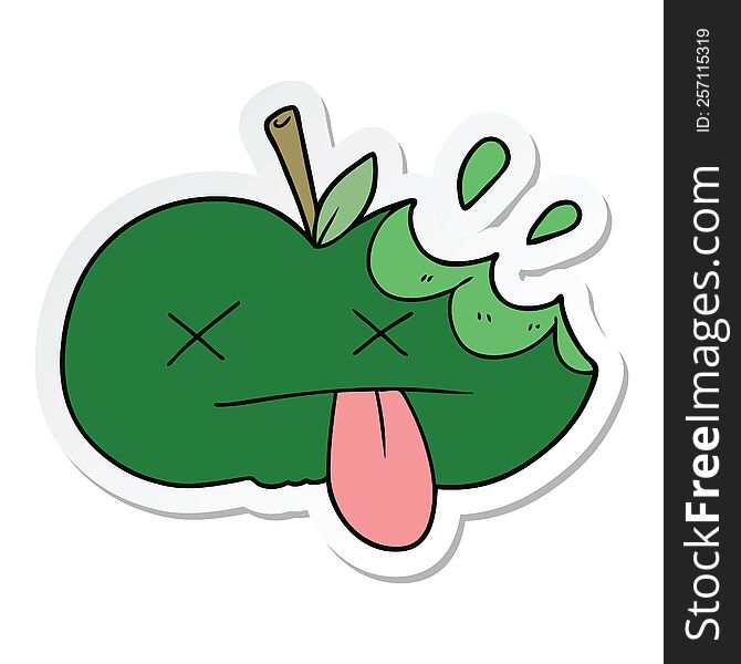 sticker of a cartoon bitten apple