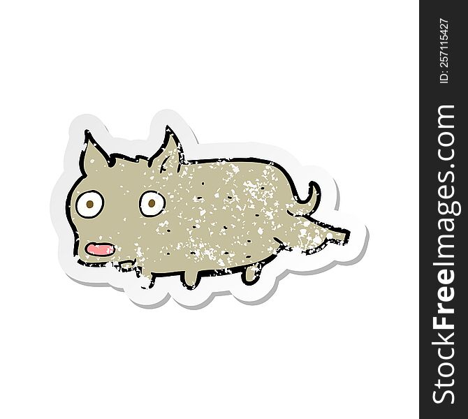 Retro Distressed Sticker Of A Cartoon Little Dog Cocking Leg