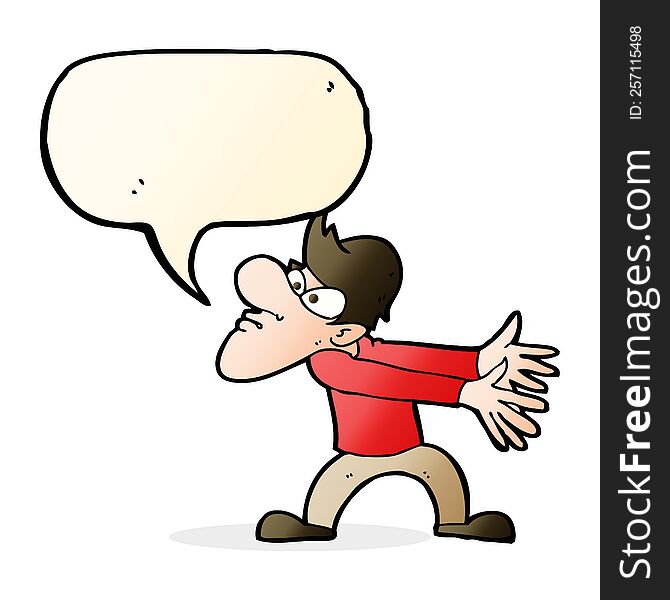 Cartoon Annoyed Man Gesturing With Speech Bubble