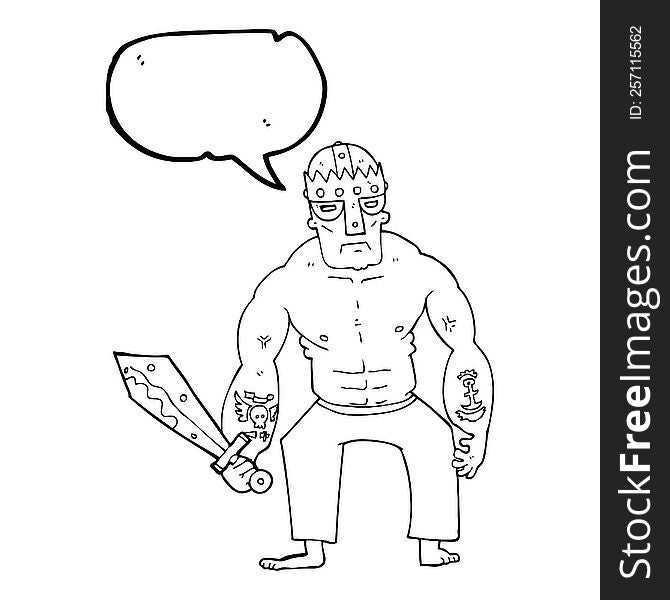 speech bubble cartoon warrior