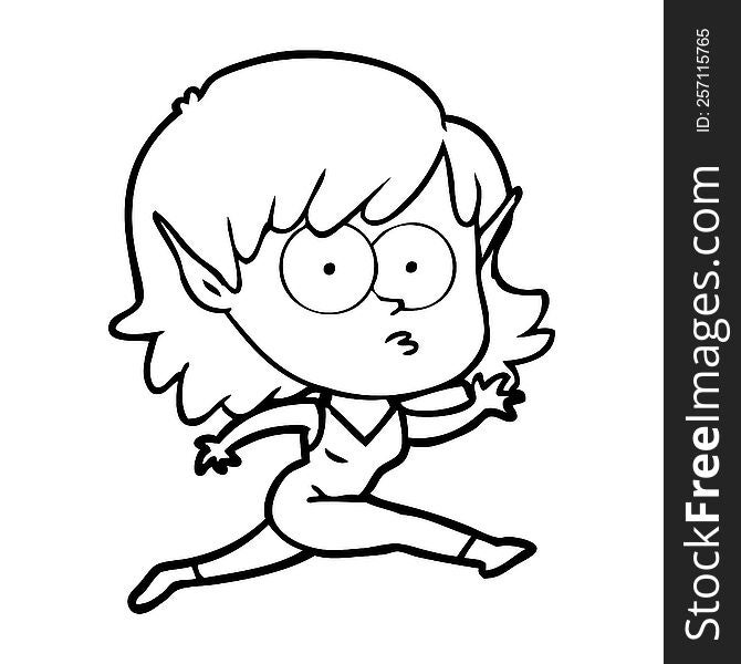 cartoon elf girl running. cartoon elf girl running