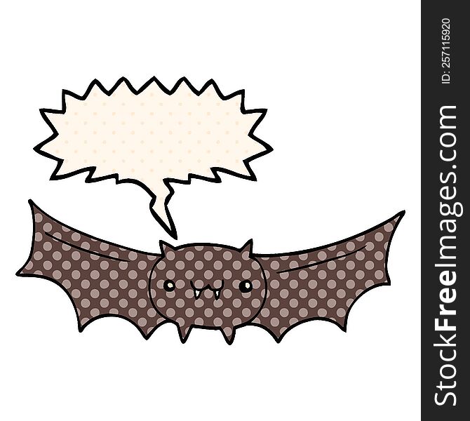 cartoon vampire bat with speech bubble in comic book style