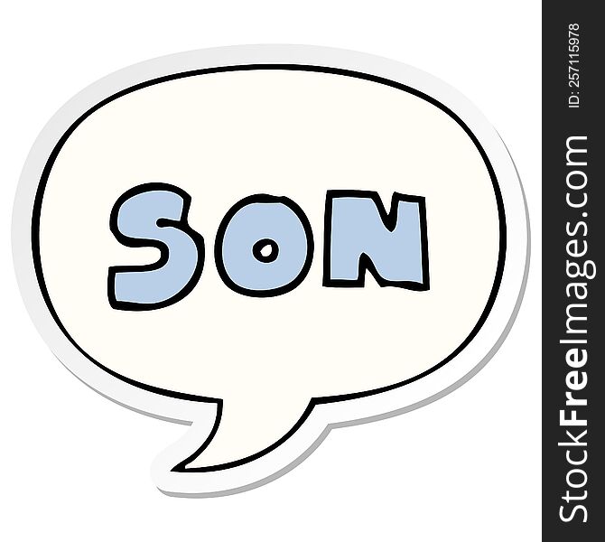 Cartoon Word Son And Speech Bubble Sticker