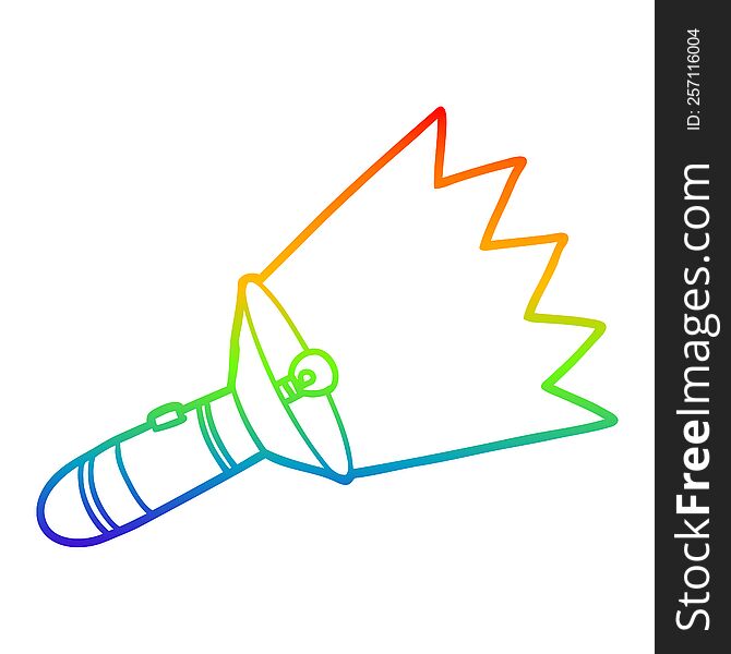 rainbow gradient line drawing of a old cartoon torch