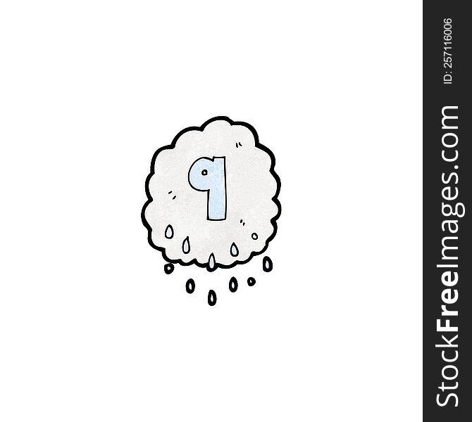 cartoon rain cloud with number nine