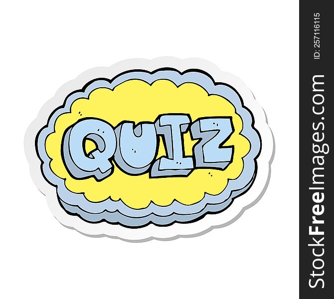 Sticker Of A Cartoon Quiz Sign
