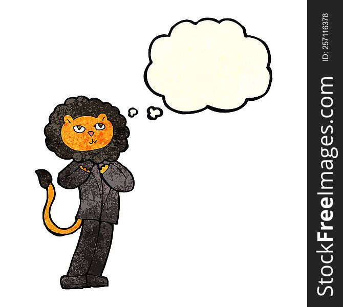 Cartoon Lion Businessman With Thought Bubble