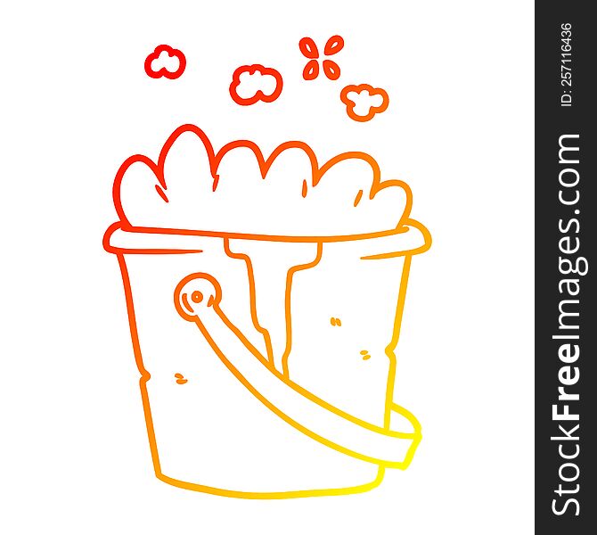 warm gradient line drawing of a cartoon bucket of soapy water