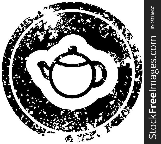 tea pot distressed icon symbol