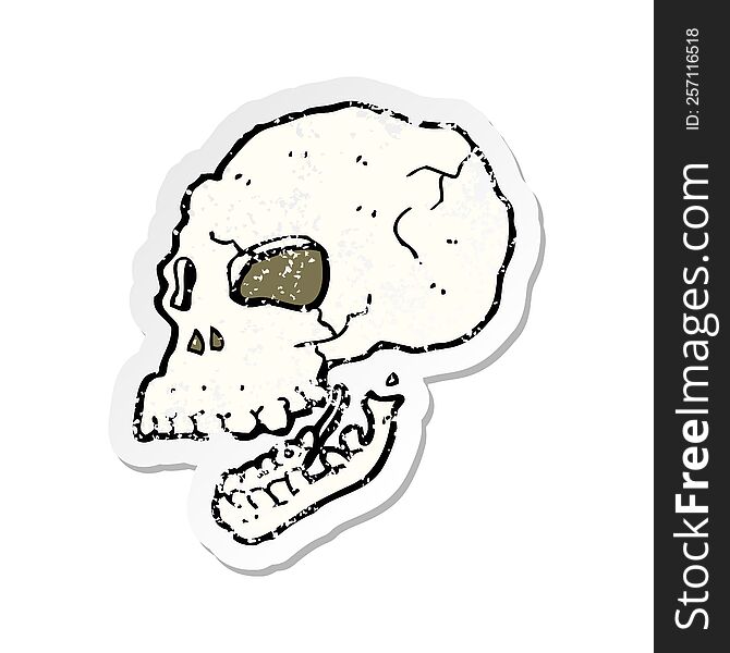 Retro Distressed Sticker Of A Cartoon Spooky Skull
