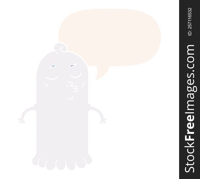 Cartoon Ghost And Speech Bubble In Retro Style