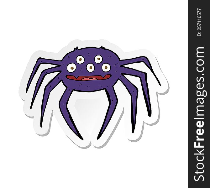 sticker of a cartoon halloween spider
