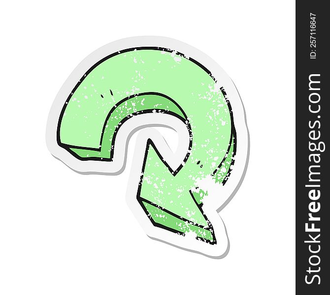 retro distressed sticker of a cartoon recycling arrow