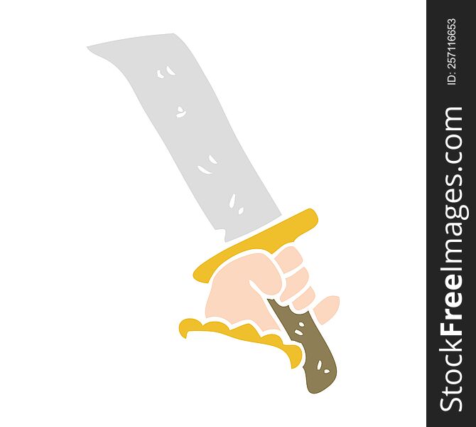 flat color illustration of hand with sword. flat color illustration of hand with sword