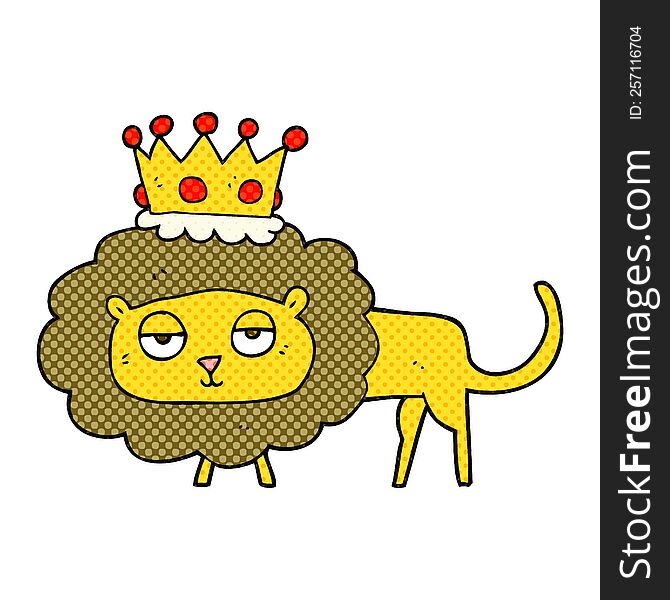 freehand drawn cartoon lion with crown