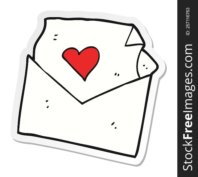 sticker of a cartoon love letter