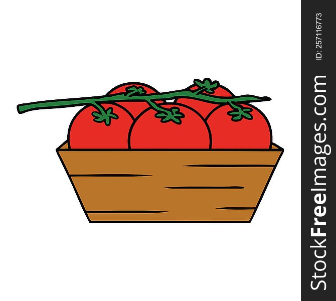 Cartoon Doodle Of A Box Of Tomatoes