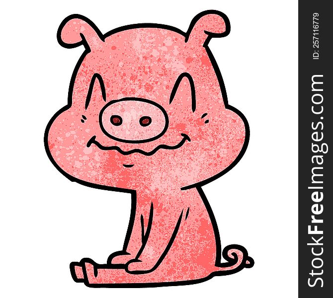 nervous cartoon pig sitting. nervous cartoon pig sitting
