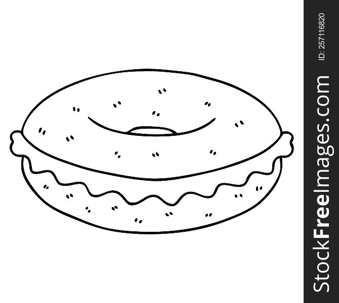 Quirky Line Drawing Cartoon Cheese Bagel