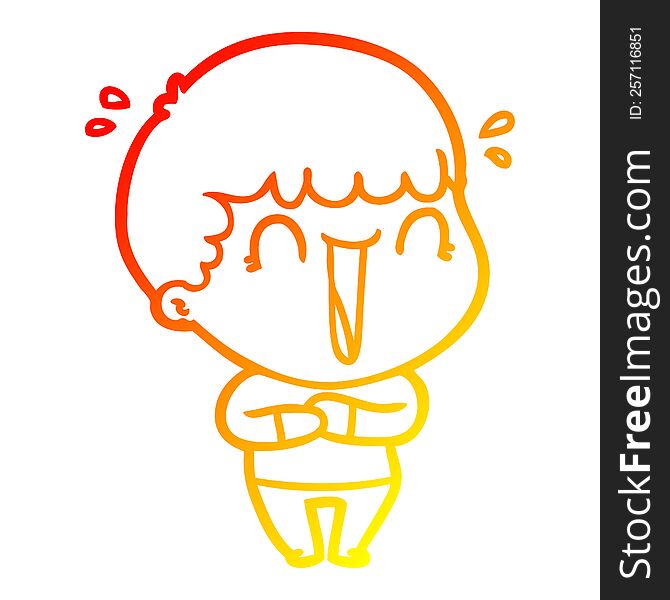 Warm Gradient Line Drawing Laughing Cartoon Man