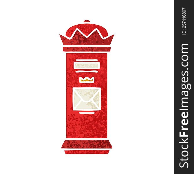 retro illustration style cartoon of a british post box