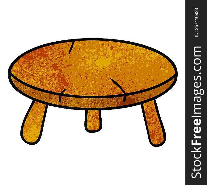 Textured Cartoon Doodle Of A Wooden Stool