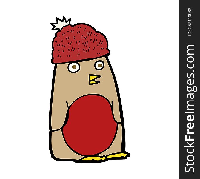 cartoon robin in hat