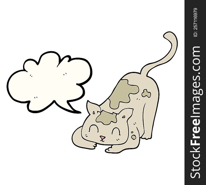 Speech Bubble Cartoon Cat Playing