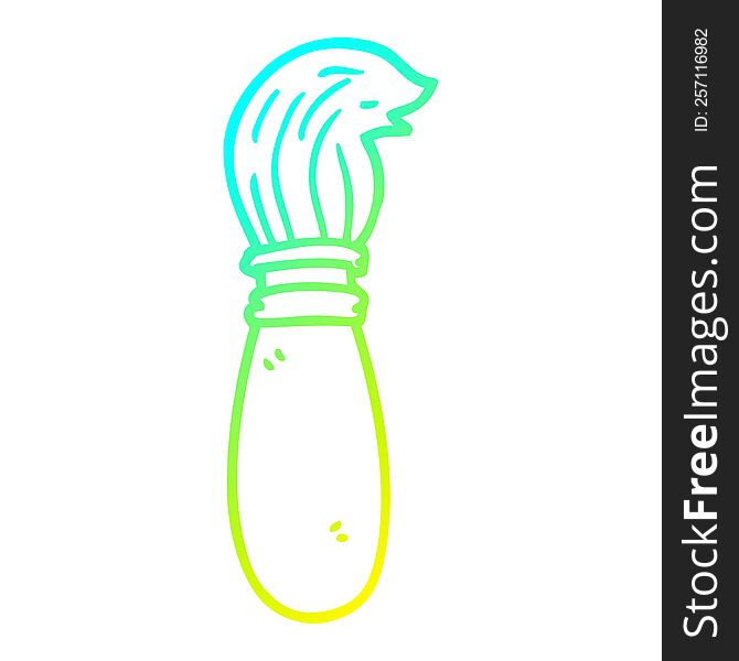 cold gradient line drawing of a cartoon paint brush