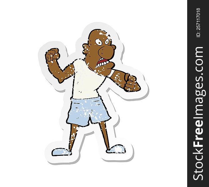 retro distressed sticker of a cartoon violent man