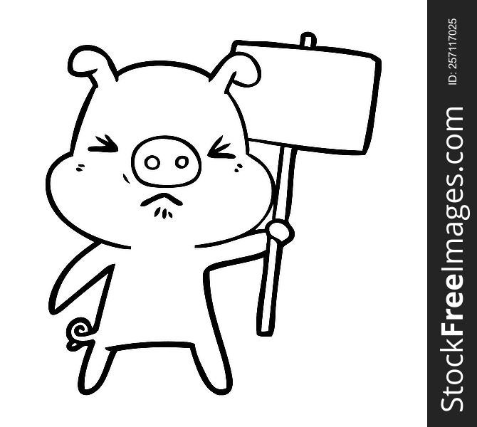 cartoon angry pig. cartoon angry pig
