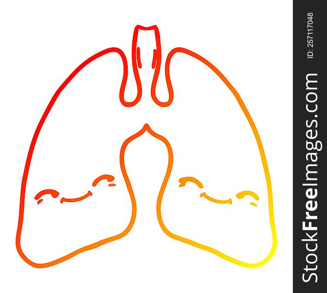 warm gradient line drawing of a cartoon lungs