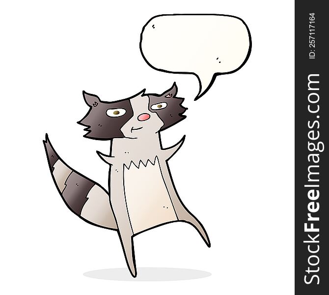 cartoon raccoon with speech bubble