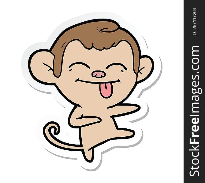 Sticker Of A Funny Cartoon Monkey Pointing
