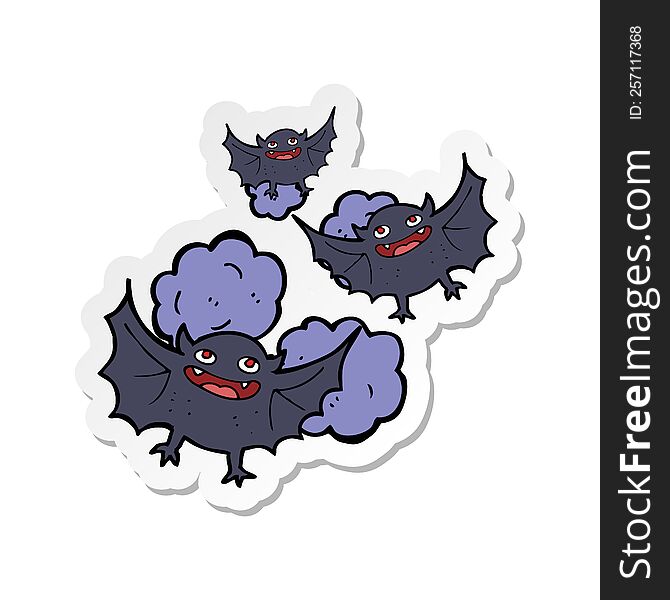 sticker of a cartoon vampire bats