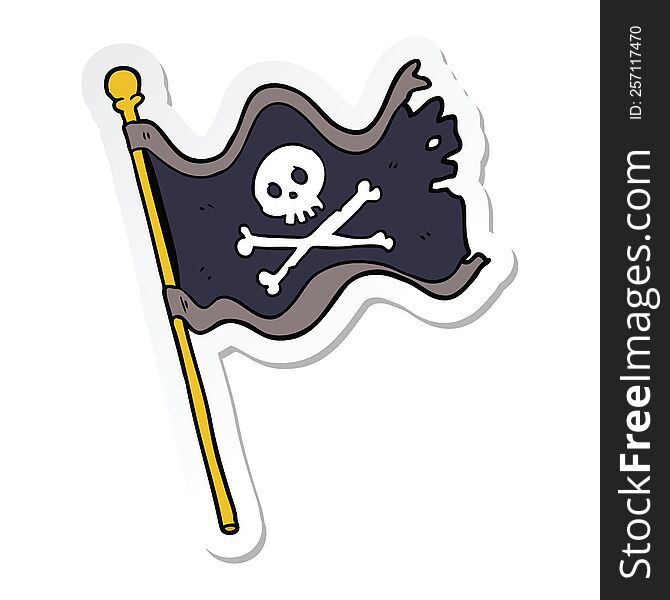 Sticker Of A Cartoon Pirate Flag