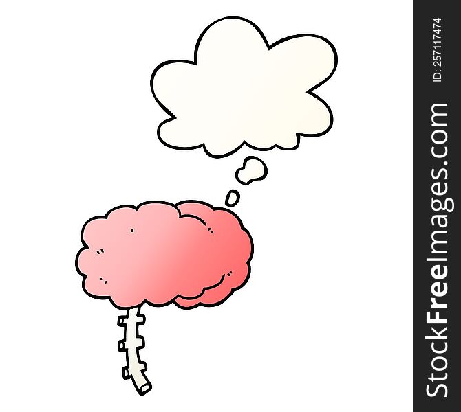 Cartoon Brain And Thought Bubble In Smooth Gradient Style