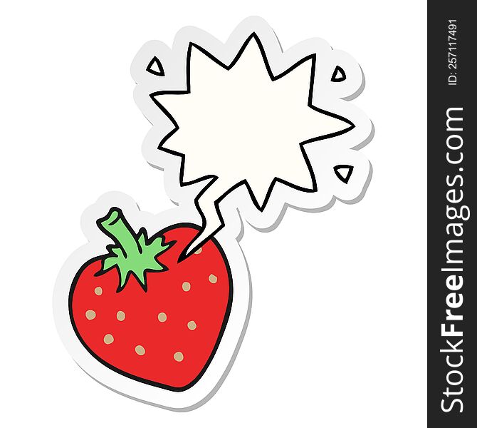 Cartoon Strawberry And Speech Bubble Sticker