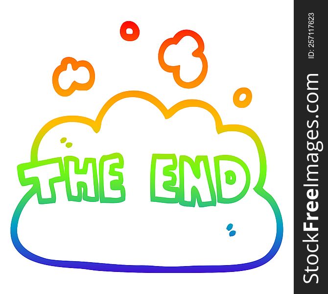 Rainbow Gradient Line Drawing Cartoon Wording The End