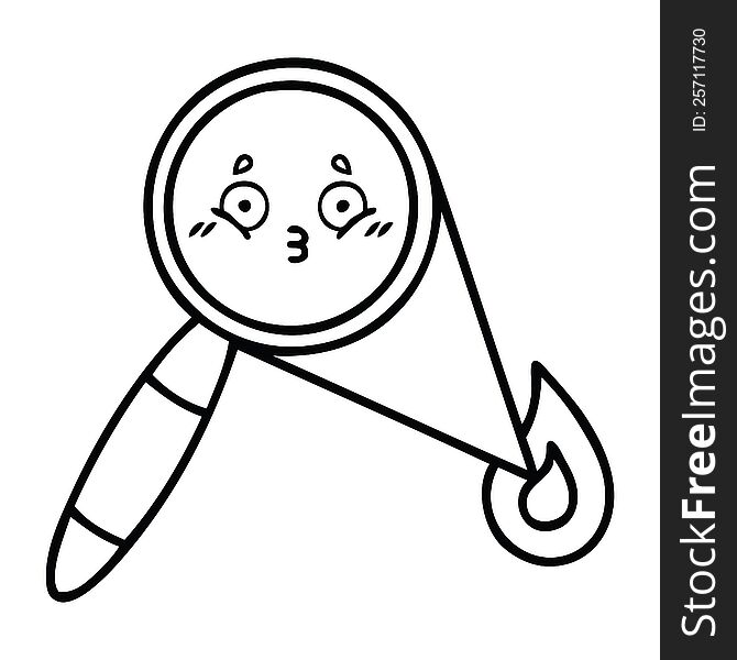 Line Drawing Cartoon Magnifying Glass