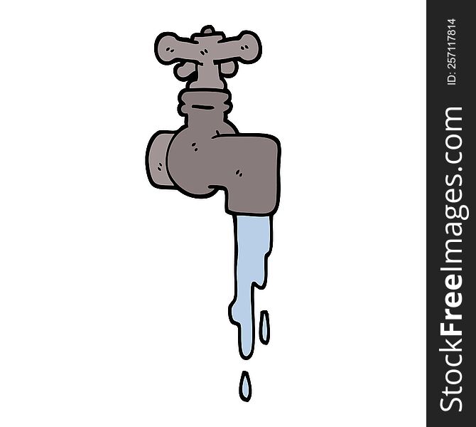hand drawn doodle style cartoon dripping faucet
