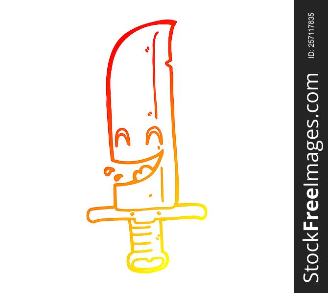 warm gradient line drawing cartoon laughing knife