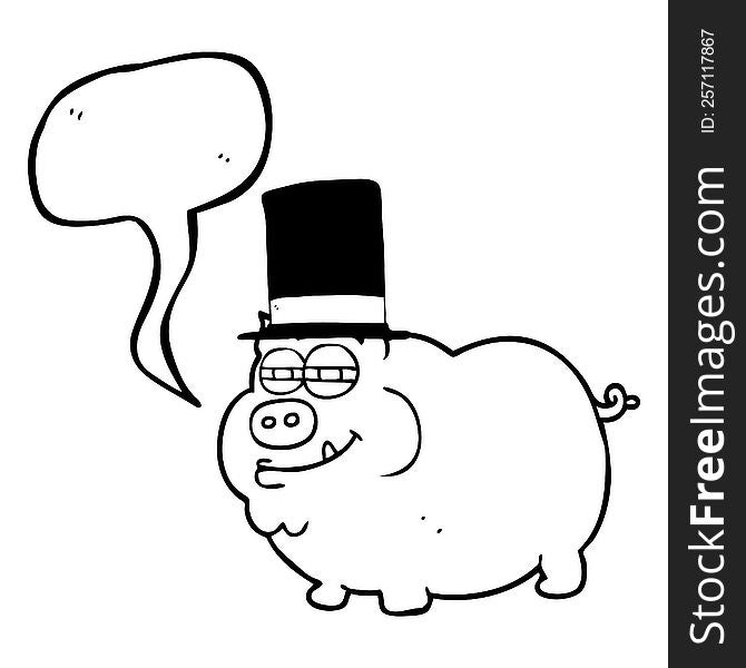 Speech Bubble Cartoon Rich Pig