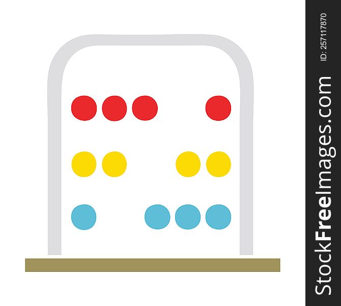 flat color retro cartoon of a maths abacus