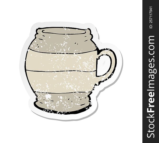 Retro Distressed Sticker Of A Cartoon Big Mug