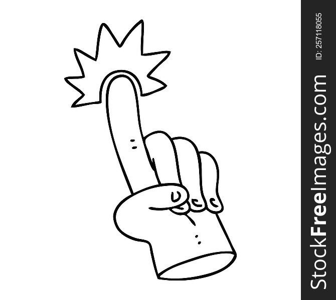 Pointing Finger Quirky Line Drawing Cartoon