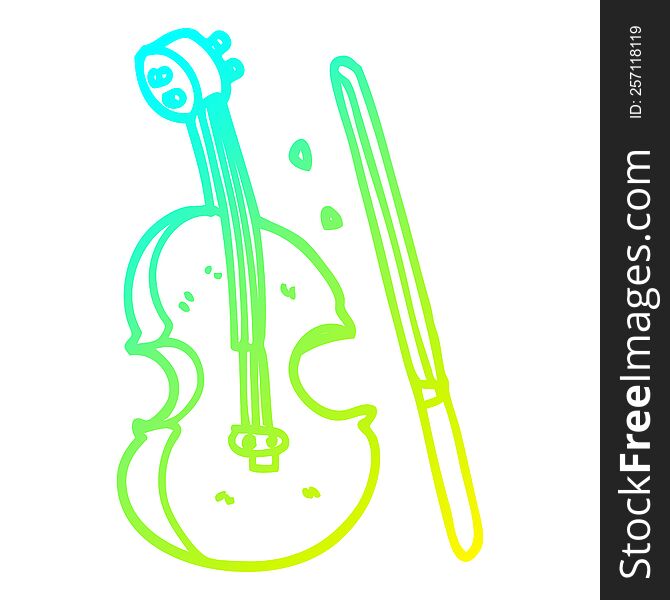 Cold Gradient Line Drawing Cartoon Violin And Bow