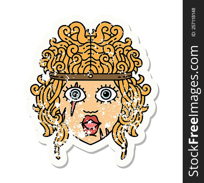 Human Barbarian Character Grunge Sticker