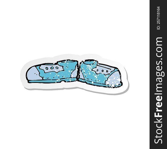 Retro Distressed Sticker Of A Cartoon Old Shoes