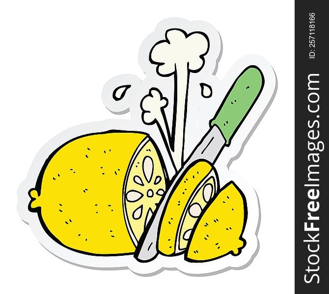 sticker of a cartoon sliced lemon